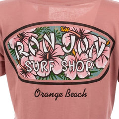 Ron Jon Women's Orange Beach AL Distressed Hibiscus Badge Tee
