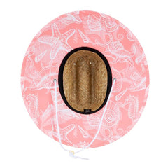Ron Jon Ocean Mist Pink Coral Straw Lifeguard Hat