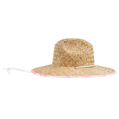 Ron Jon Ocean Mist Pink Coral Straw Lifeguard Hat