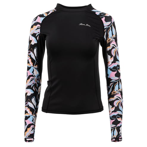 Ron Jon Womens Floral-Black Kailana Long Sleeve Rash Guard