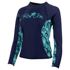 Ron Jon Women's Navy Aqua Long Sleeve Rash Guard