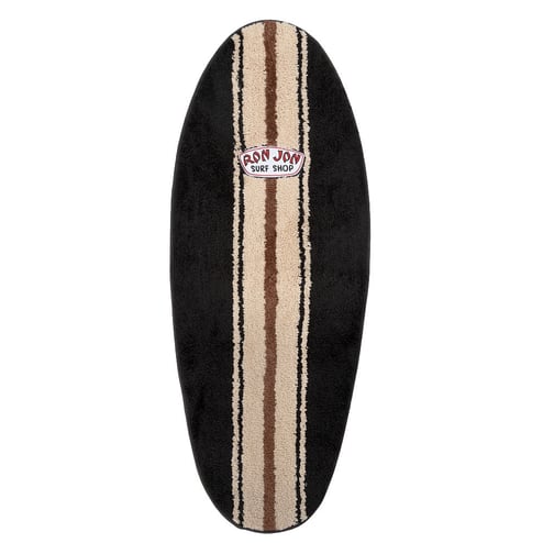 Ron Jon Black And Ivory Surfboard Shaped Rug
