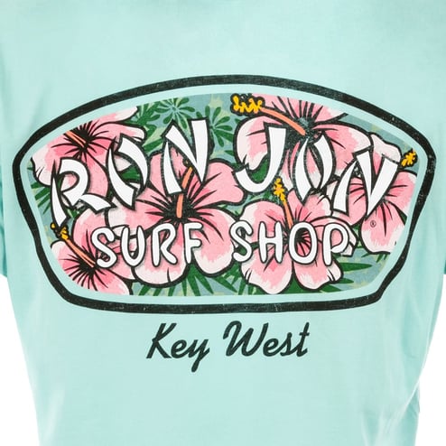Ron Jon Women's Key West FL Distressed Hibiscus Badge  Tee
