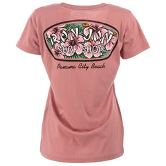 Ron Jon Women's Panama City Beach FL Distressed Hibiscus Badge  Tee