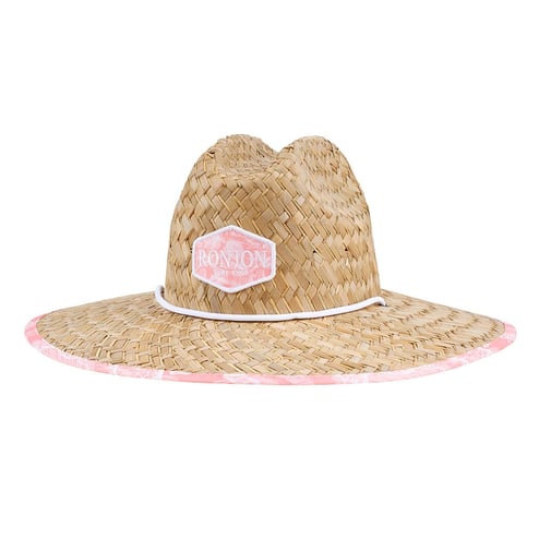 Ron Jon Ocean Mist Pink Coral Straw Lifeguard Hat