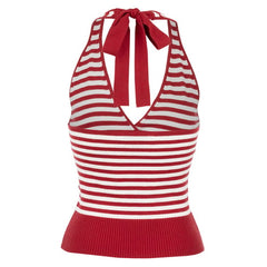Sofie the Label Women's Red Striped Halter Top