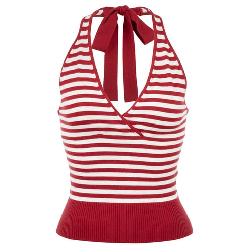 Sofie the Label Women's Red Striped Halter Top